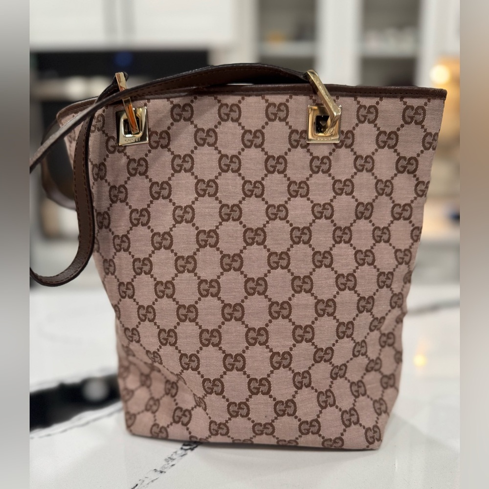 Gucci GG Canvas Brown Tote Bag – Vintage Made in Italy - Picture 2 of 16